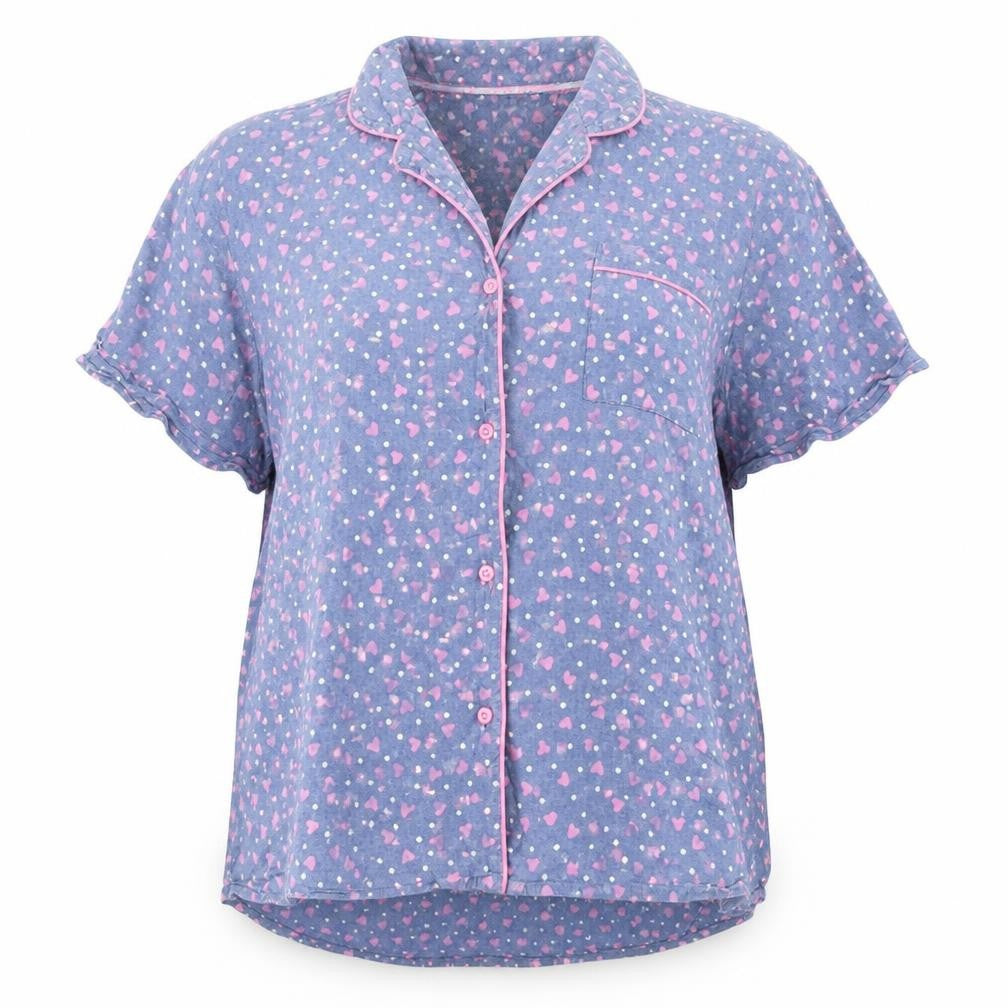 Front view of Matalan women’s blue basic blouse, size L, - pj top