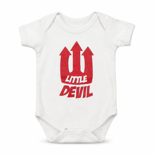 Front view of Preworn Baby White Babygrow One-Piece, size 0-3, Months