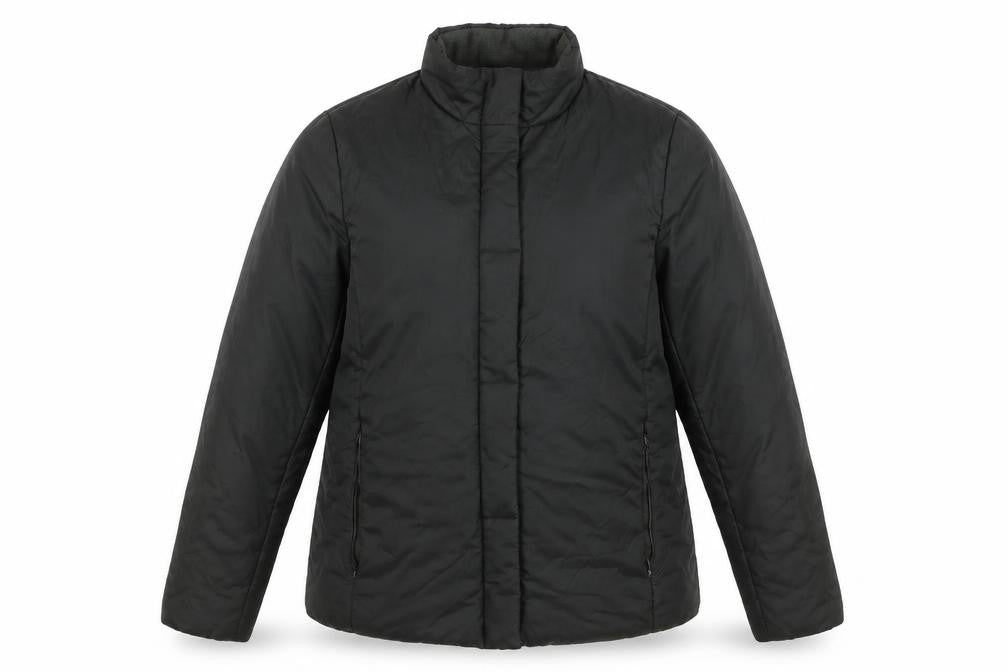 Front view of Trader Jeans women’s black jacket coat, size UK 12