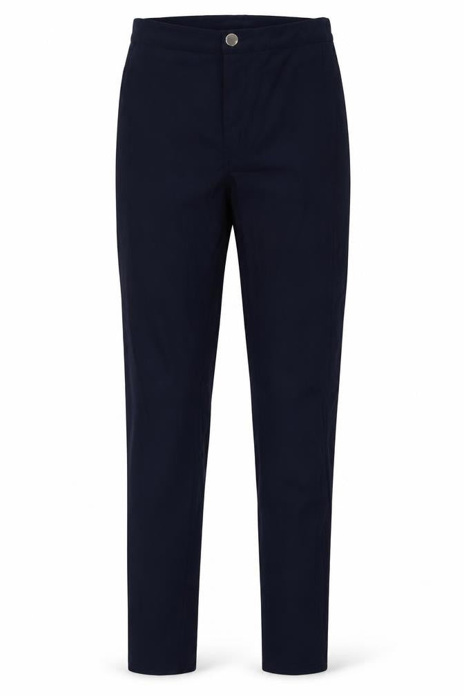 Front view of H&M women’s blue trousers, size UK 10, 32-inch leg