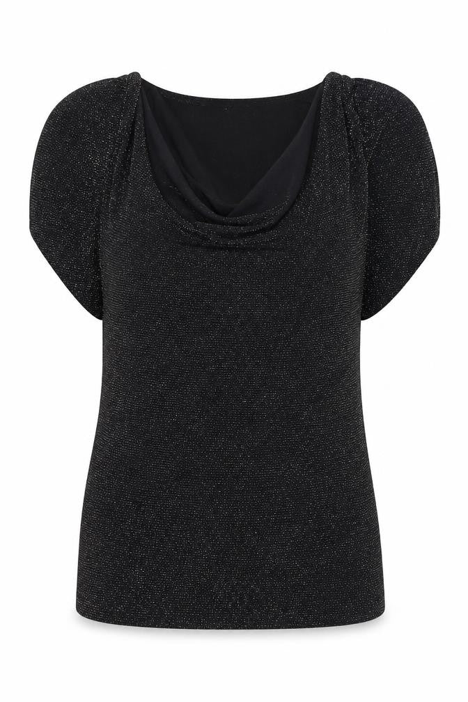 Front view of Select women’s black basic blouse, size UK 14