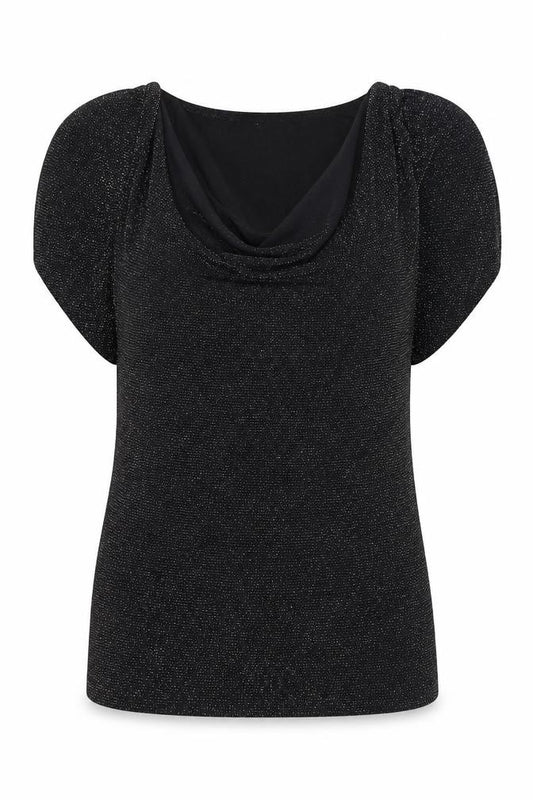 Front view of Select women’s black basic blouse, size UK 14