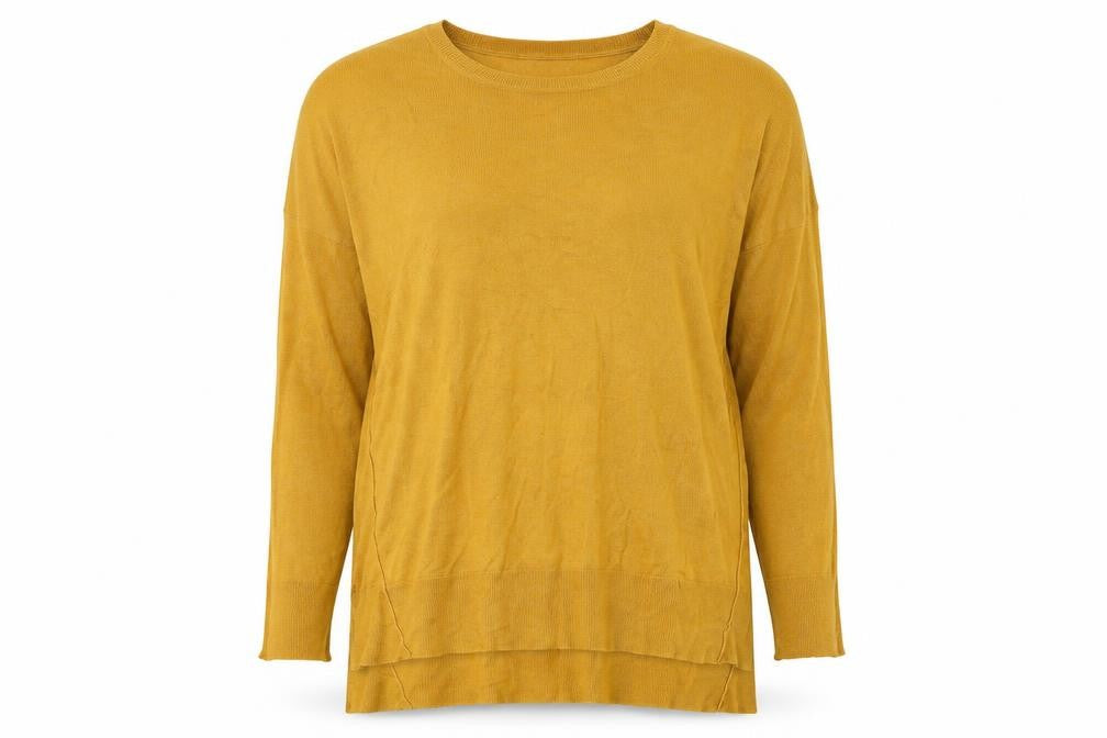 Front view of New Look women’s yellow jumper, size UK 14