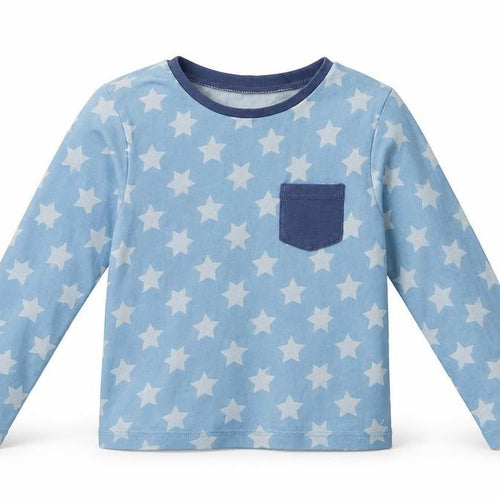 George Boys Blue    Pyjama Top Size 6-7 Years  - Star Print