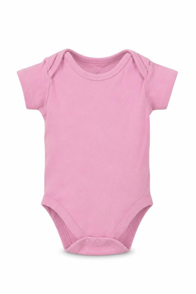 Front view of Nutmeg Baby Pink Romper One-Piece, size 6-9, Months