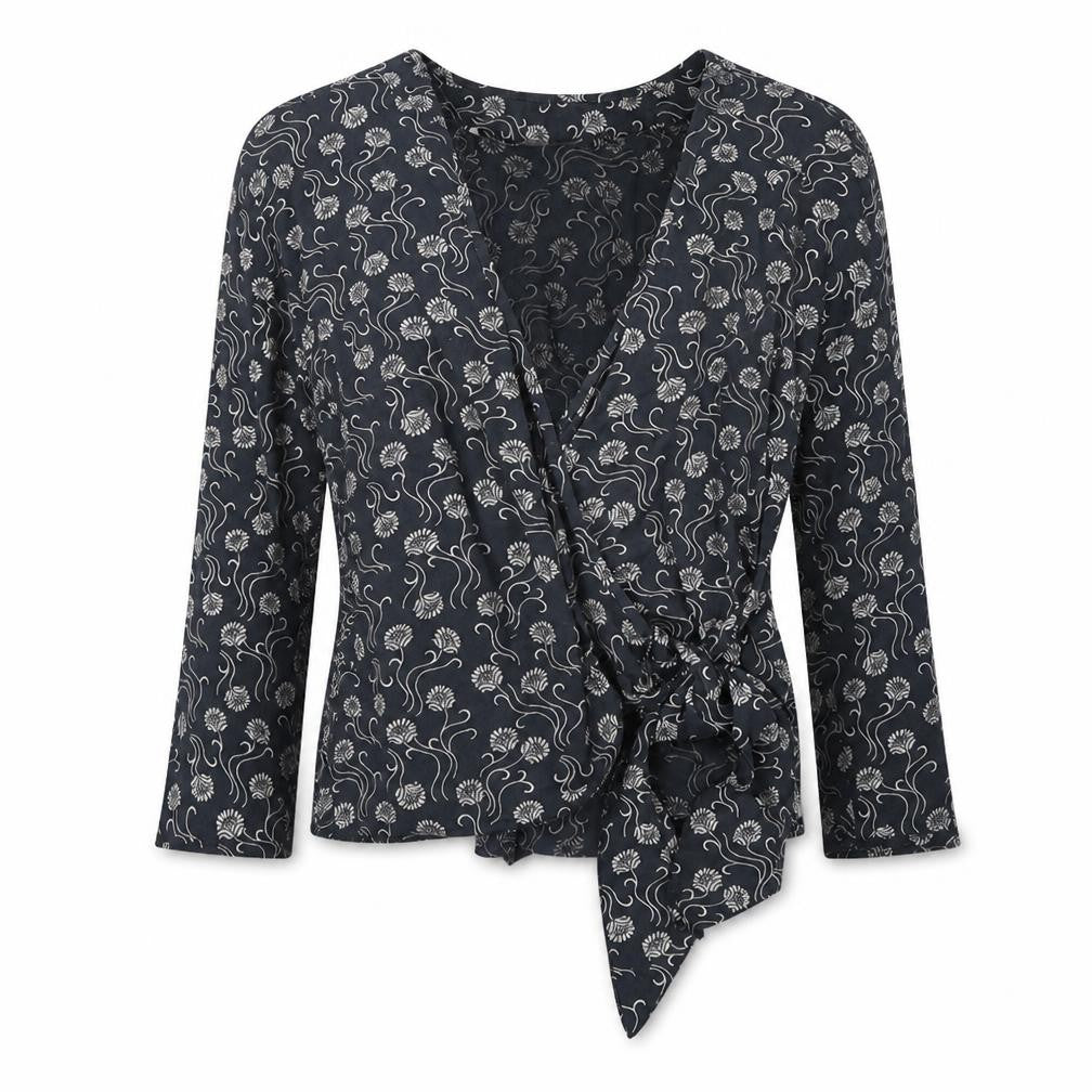 Front view of Select women’s grey floral basic blouse, size UK 10
