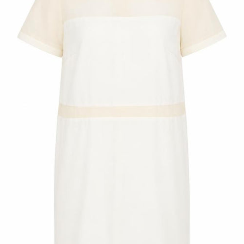 Premium Nex Womens Ivory Colourblock  Shift  Size 14  - Back zip Sheer Sections to dress