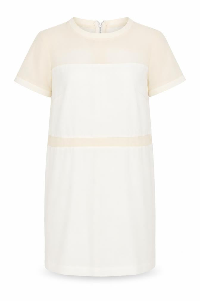 Premium Nex Womens Ivory Colourblock  Shift  Size 14  - Back zip Sheer Sections to dress