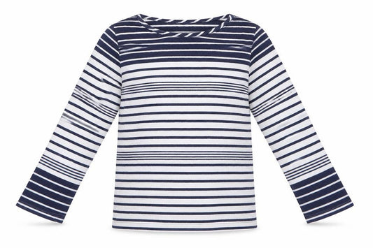 Front view of Let's Sail Away by Next girls’ blue striped basic casual, size 5, years - blue and white stripe