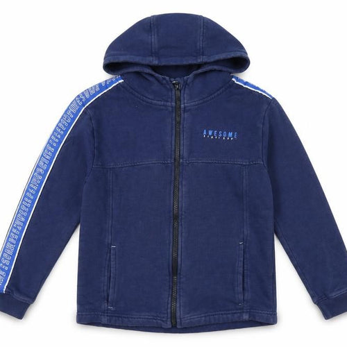 George Boys Blue Herringbone  Full Zip Hoodie Size 10-11 Years