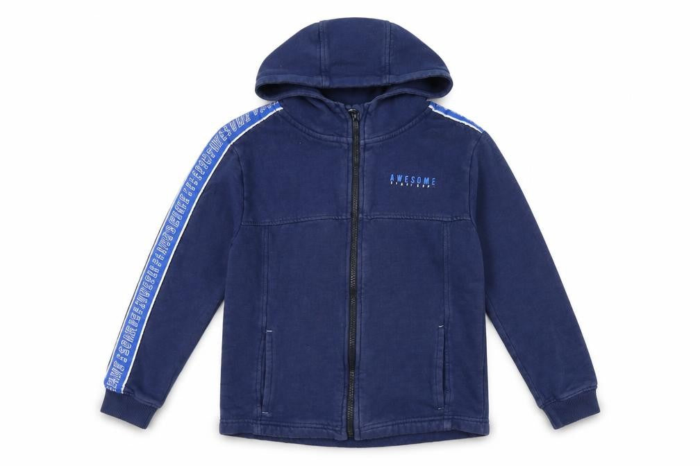 George Boys Blue Herringbone  Full Zip Hoodie Size 10-11 Years