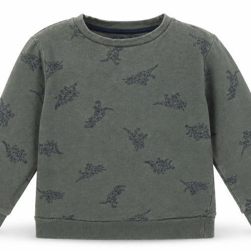 URBAN RASCALS Boys Green Animal Print  Pullover Sweatshirt Size 5-6 Years