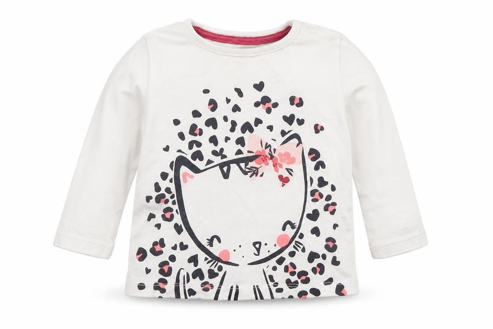 Front view of LULLABY girls’ white basic t-shirt, size 6-9, months