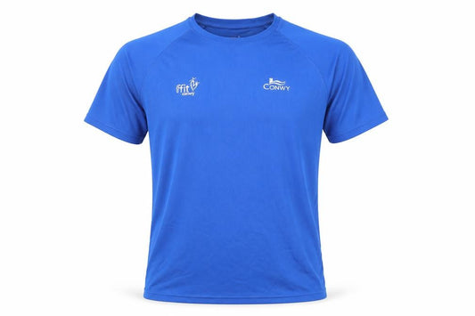 Front view of men’s blue jersey casual, size L, - conwy