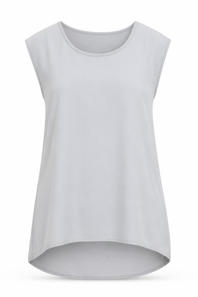 Front view of H&M women’s grey basic blouse, size UK 4