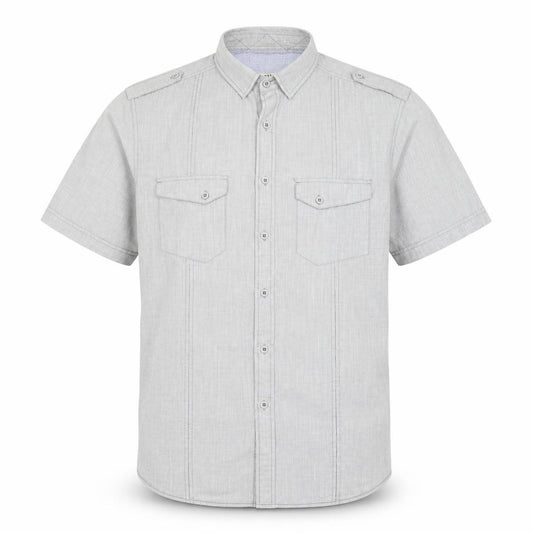 Front view of Burton men’s grey button-up, size XL