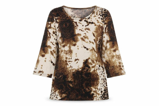 Front view of Text women’s multicoloured animal print jumper, size S
