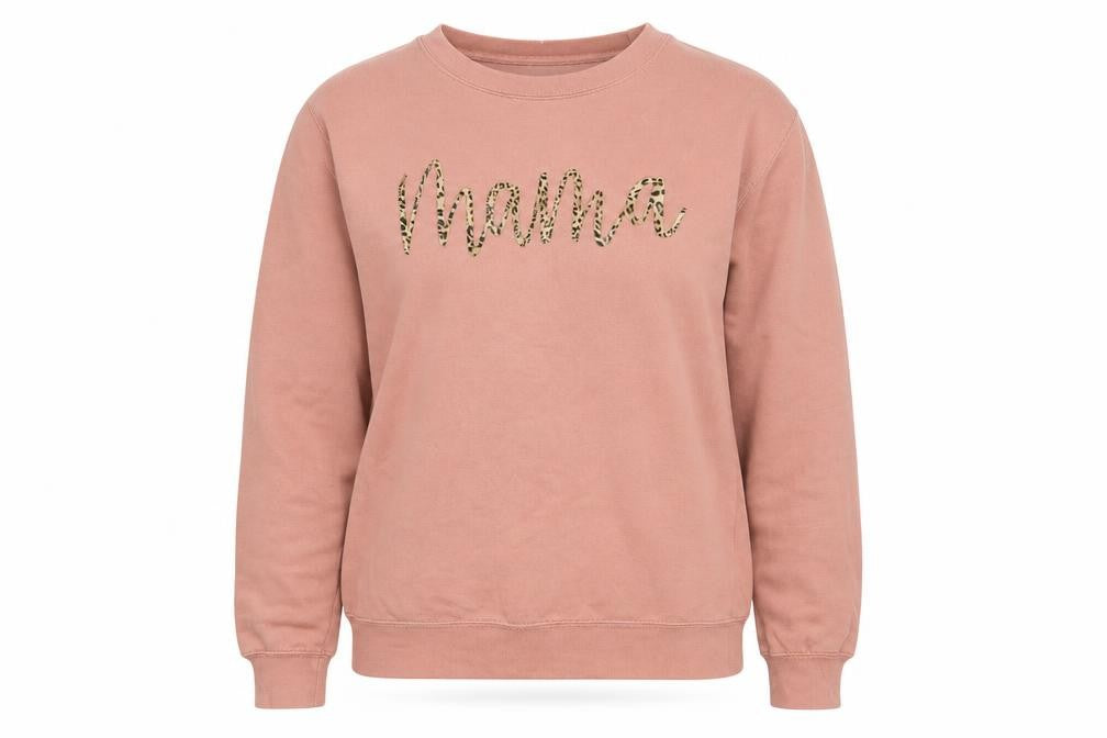 Front view of women’s pink pullover sweatshirt, size S
