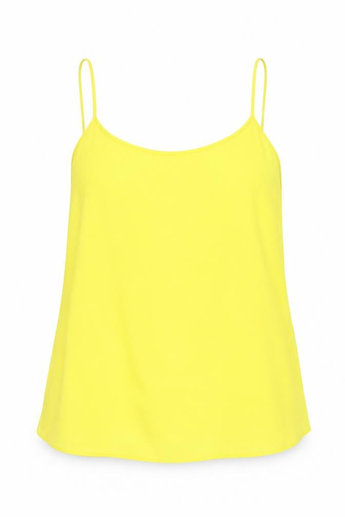 Front view of Papaya women’s yellow basic tank, size UK 8