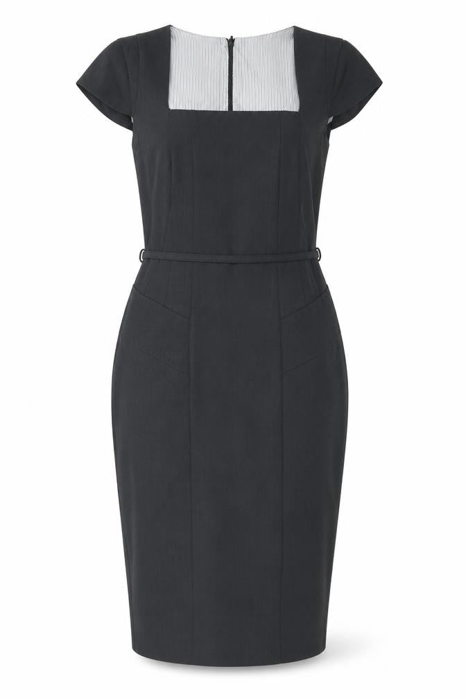 Front view of Autonomy women’s grey pencil dress, size UK 10