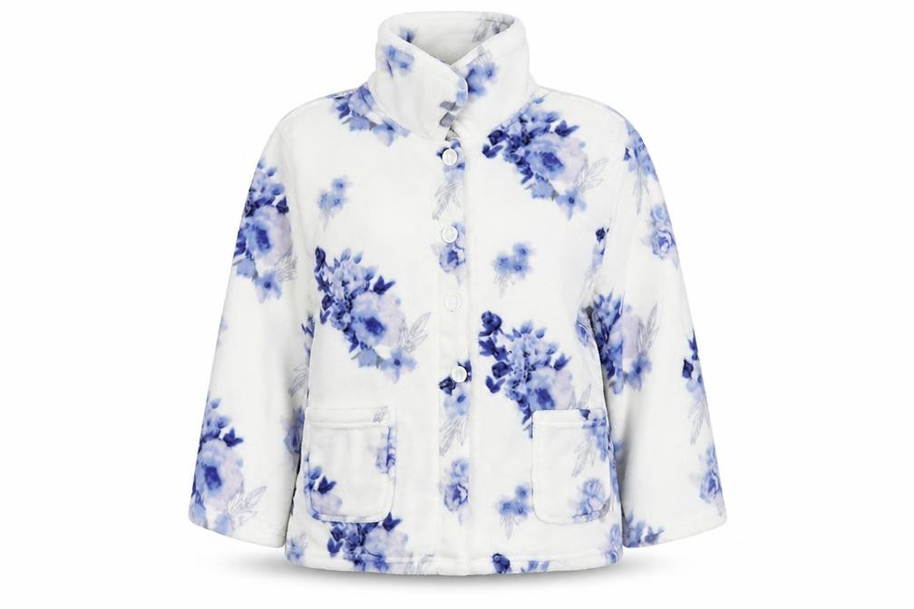 Slenderella Womens White Floral  Cardigan Jumper Size L