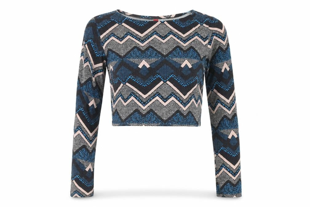 Front view of Divided women’s blue geometric basic t-shirt, size S