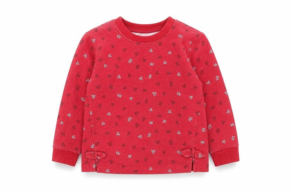 Front view of Matalan boys’ red jumper, size 2-3, years