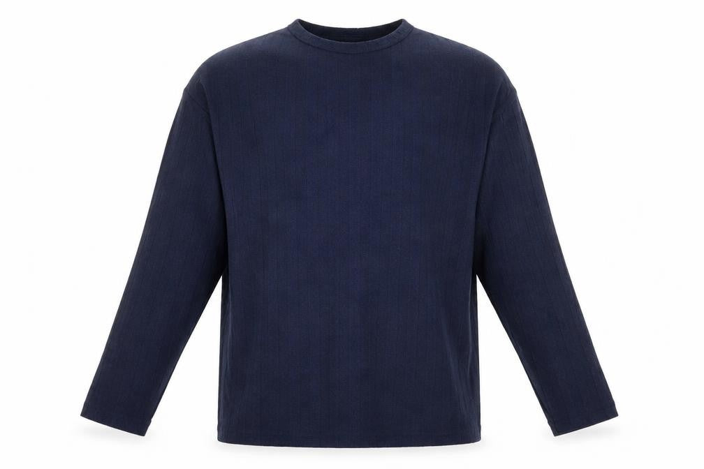 Front view of Mackays men’s blue jumper, size M