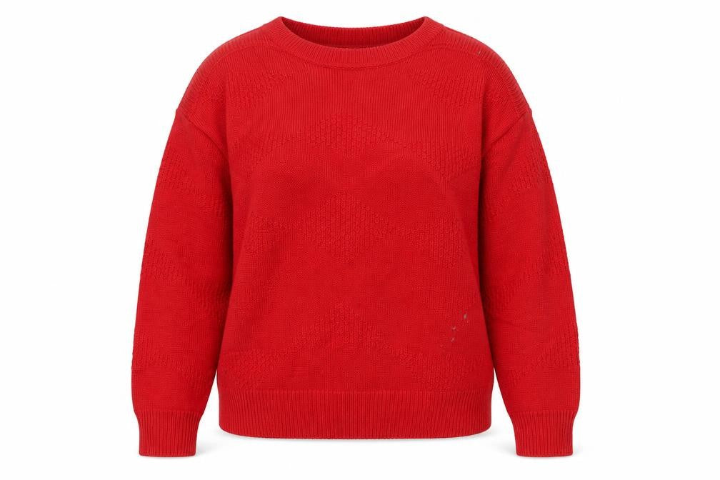 Front view of St Michael women’s red jumper, size UK 12