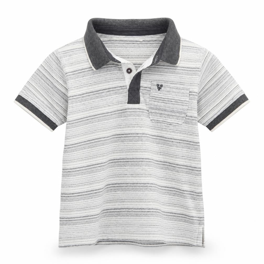 Front view of M&Co boys’ grey basic polo, size 9-10, years