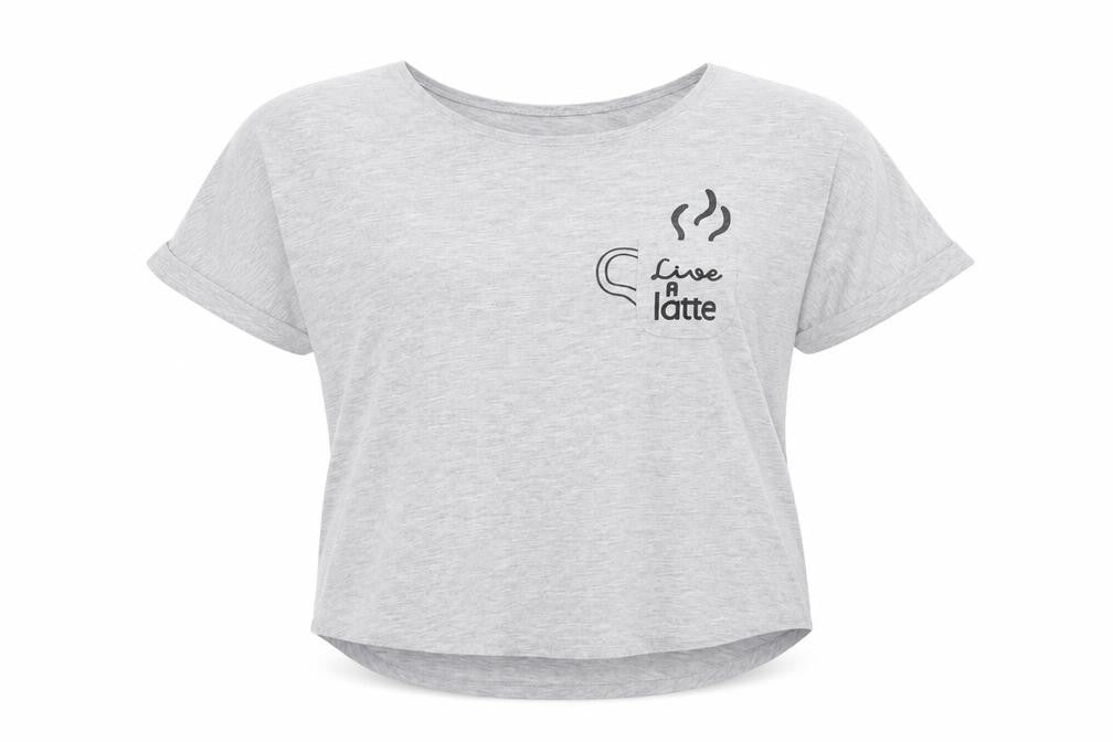 Front view of Matalan women’s grey basic t-shirt, size M, - live a latte