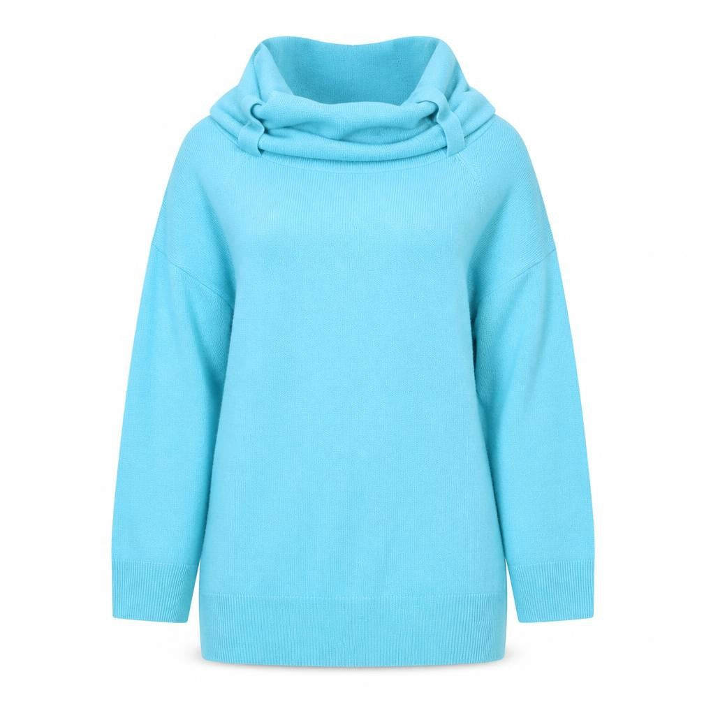 Front view of Marks & Spencer women’s blue knit jumper, size UK 14