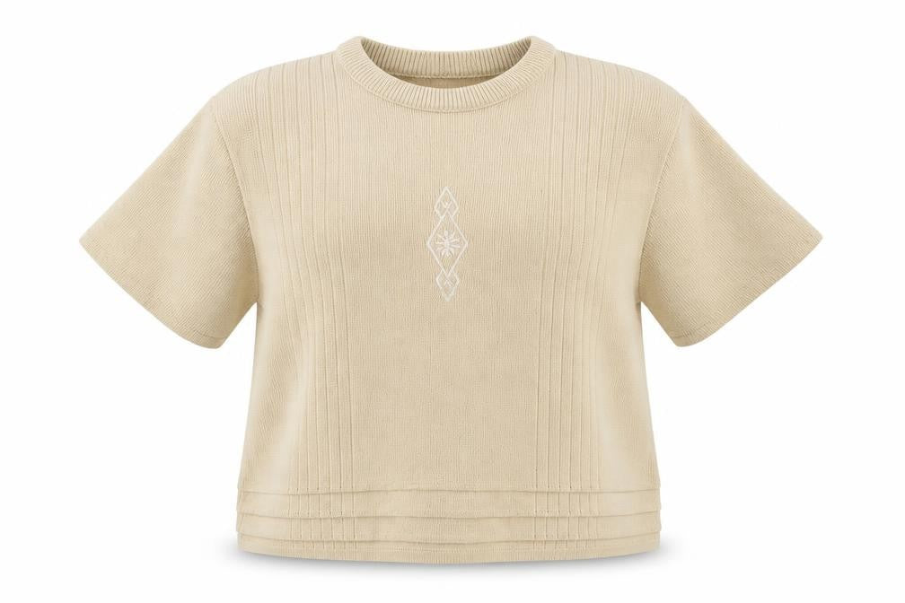 Front view of 4 Me women’s beige knit jumper, size M