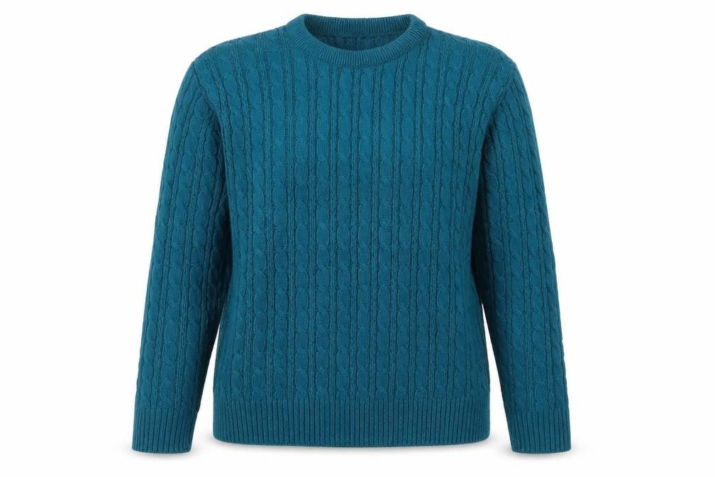 Front view of Beaumonde women’s blue knit jumper, size M