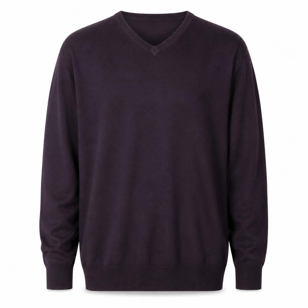 Front view of Debenhams men’s purple knit jumper, size L