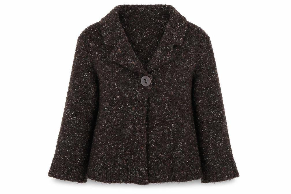Front view of Wallis women’s brown knit cardigan jumper, size L