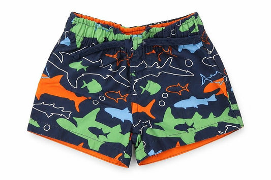 Front view of Mini Rebel boys’ blue shorts outfit/set, size 3-6, months