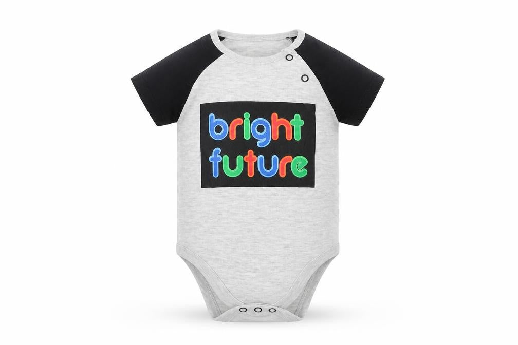 Pep & Co. Baby Grey Colourblock  Romper One-Piece Size 6-9 Months  - Bright Future