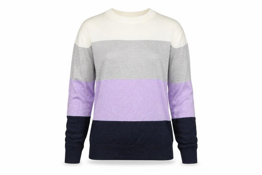 Front view of Marks & Spencer women’s multicoloured striped jumper, size UK 6