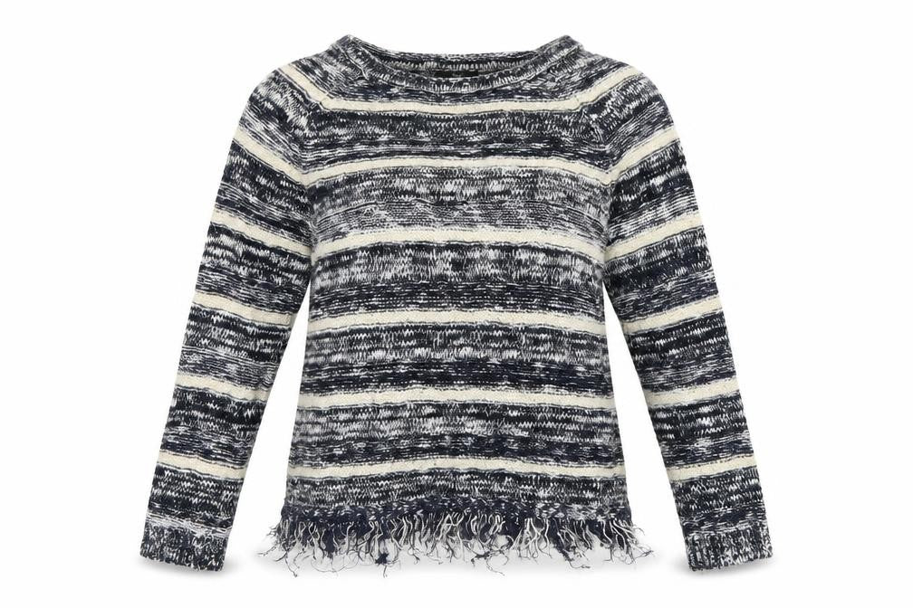 Front view of M&Co women’s multicoloured striped jumper, size UK 12