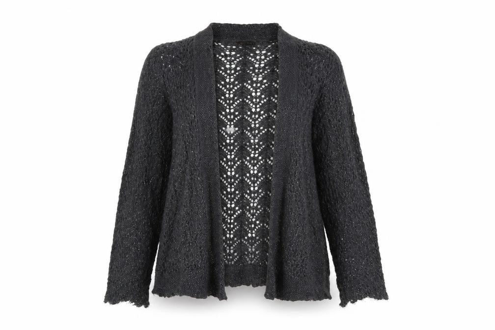 Front view of Mint women’s grey cardigan jumper, size UK 10