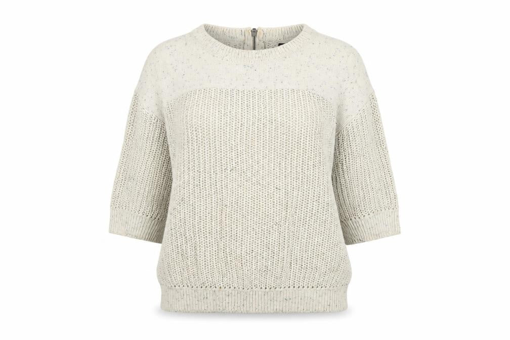 Front view of Limited women’s beige jumper, size UK 14