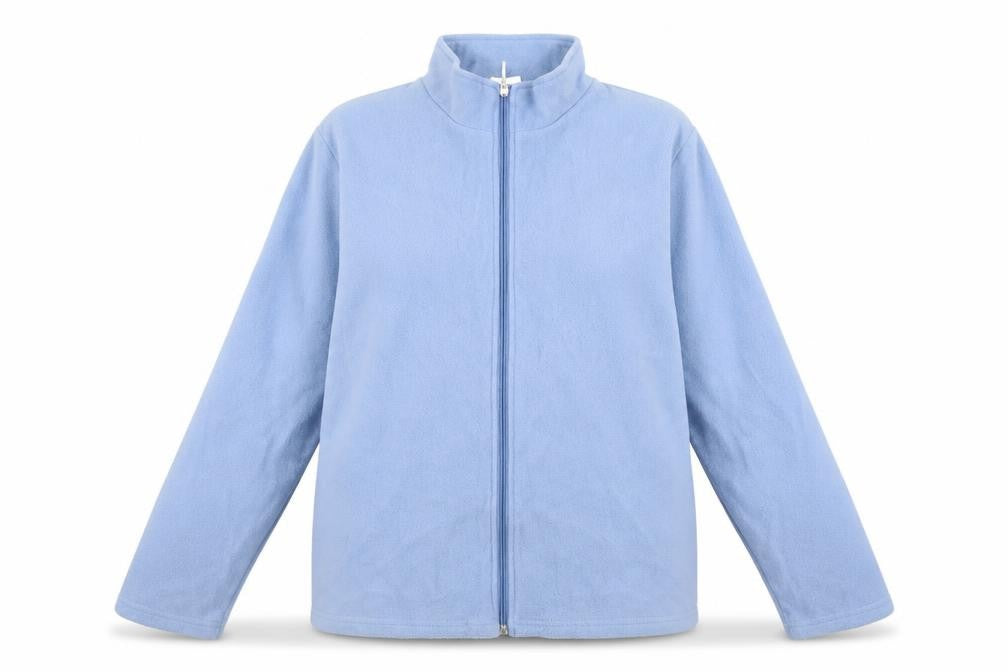 Front view of gabrielle vicenge women’s blue jacket, size UK 20