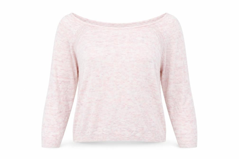 Front view of Marks & Spencer women’s pink jumper, size UK 14
