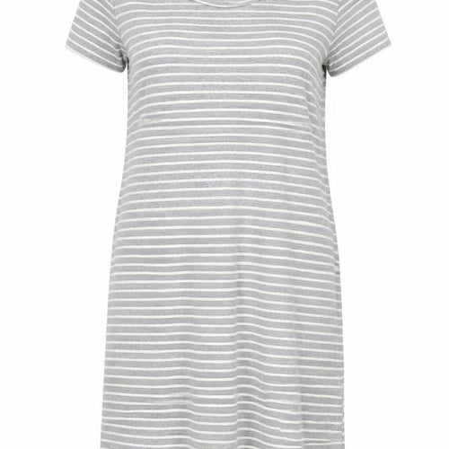 cool Womens Grey Striped  T-Shirt Dress  Size M