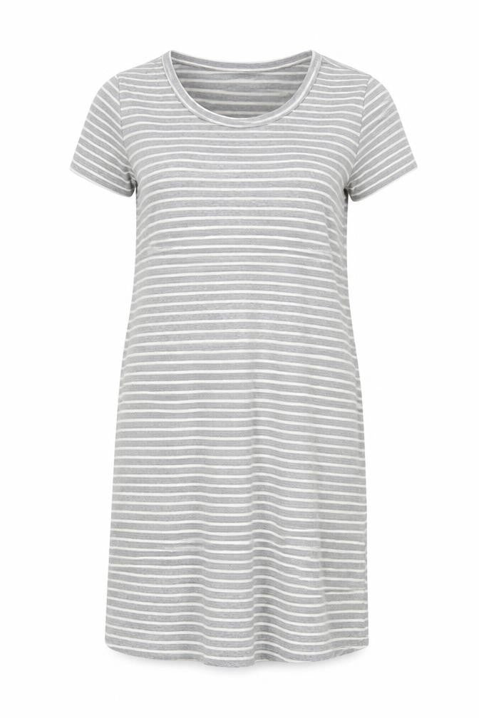 cool Womens Grey Striped  T-Shirt Dress  Size M