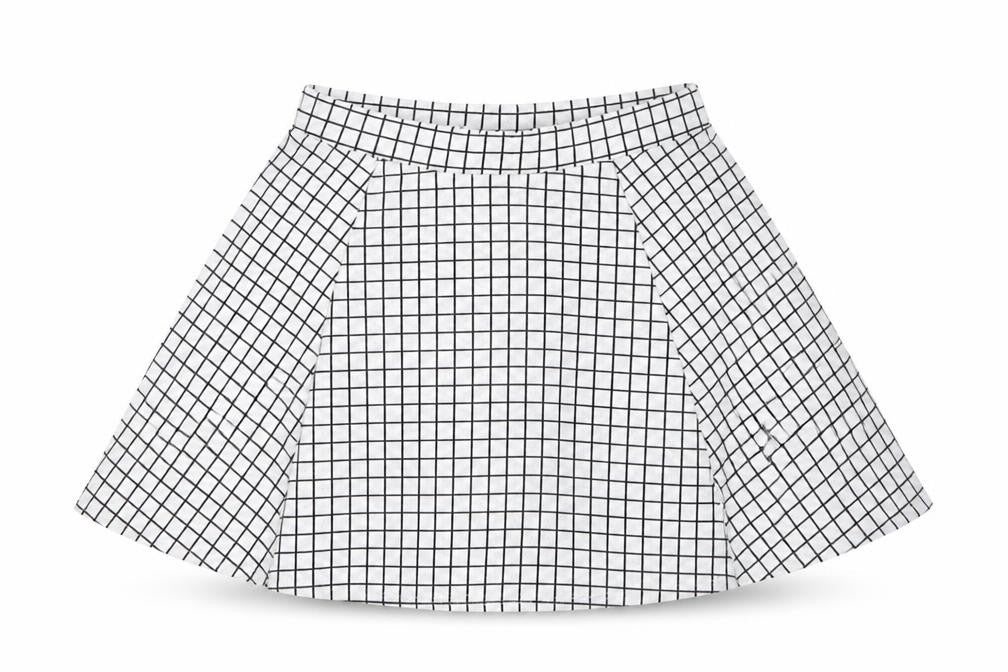 Front view of New Look women’s multicoloured check flare skirt, size UK 10