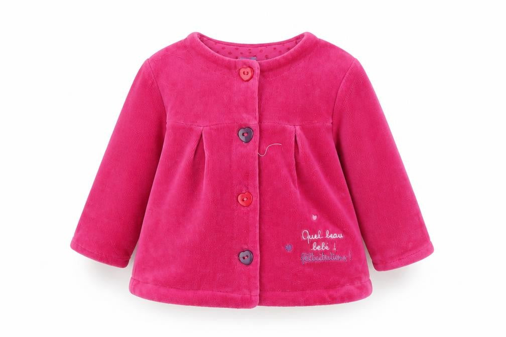 Front view of tout simplement Baby Pink Basic Coat Coat, size 0-3, Months