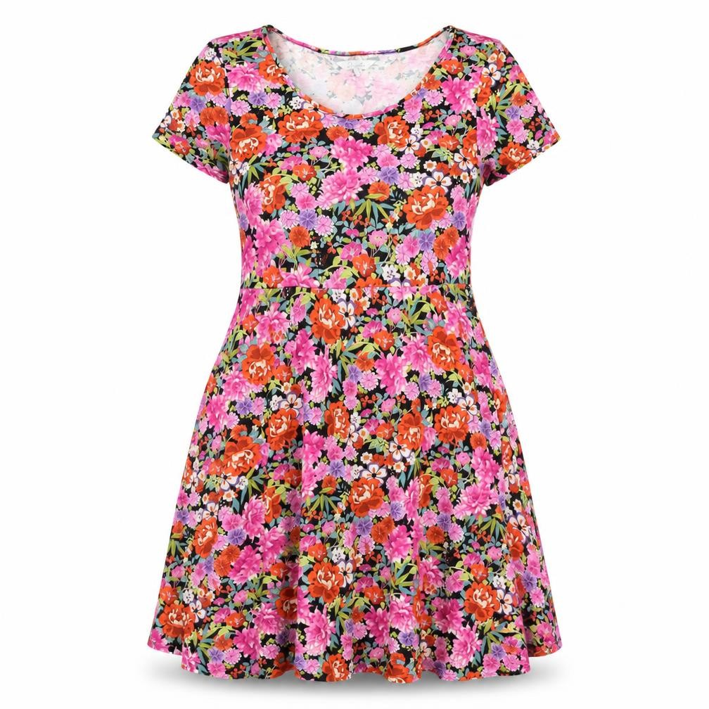 Front view of Peacocks women’s multicoloured floral mini, size UK 8