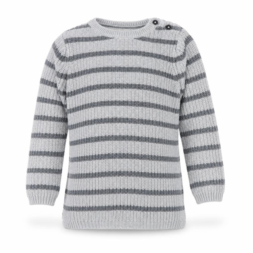 Front view of Next girls’ grey striped jumper, size 5, years